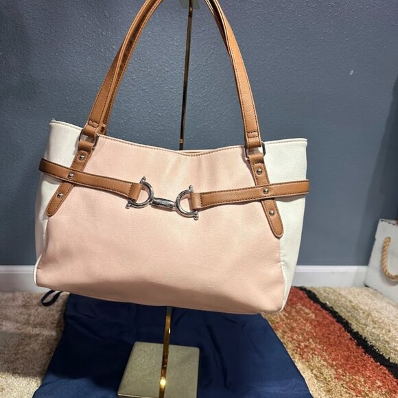 Nine West Peach & White $180 retail Shoulder Bag Handbag EXCELLENT condition - Picture 5 of 16